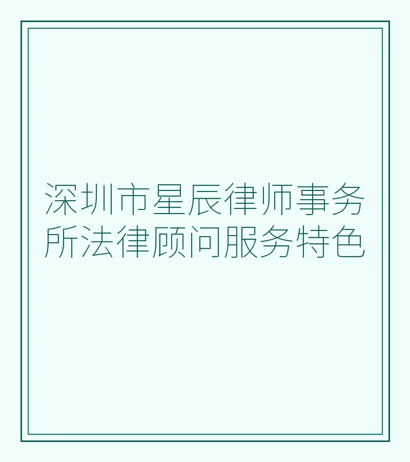 深圳市星辰律师事务所法律顾问服务特色