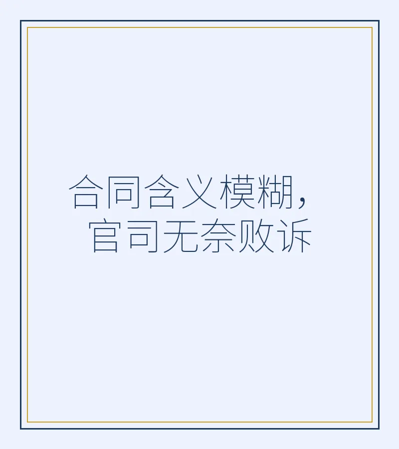 合同含义模糊，官司无奈败诉