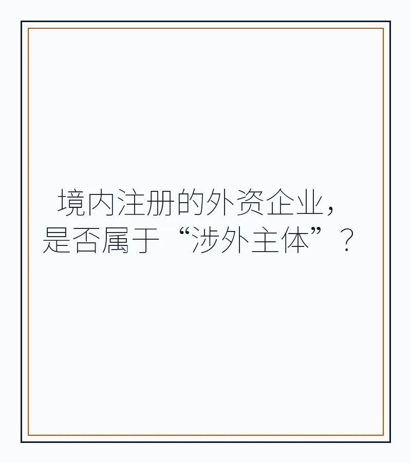境内注册的外资企业，是否属于“涉外主体”？
