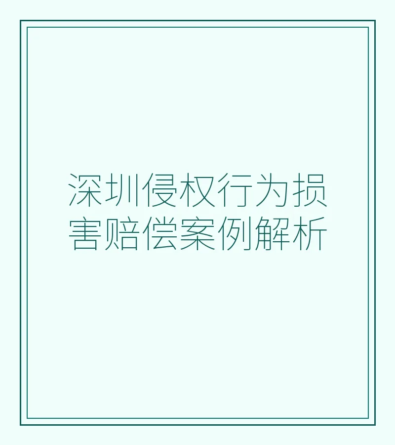 深圳侵权行为损害赔偿案例解析