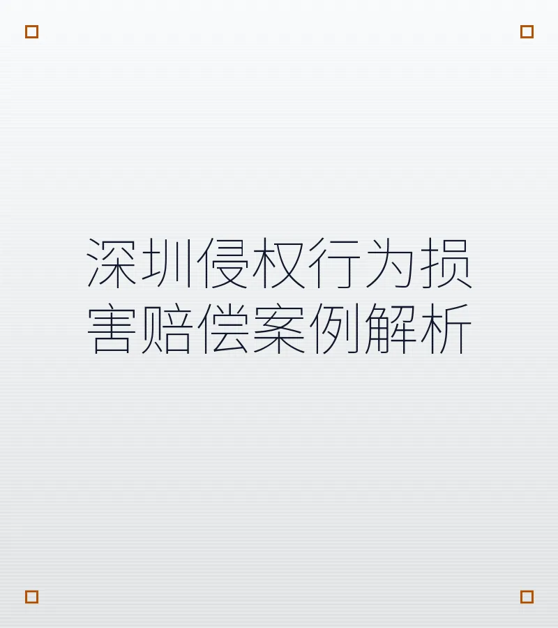 深圳侵权行为损害赔偿案例解析